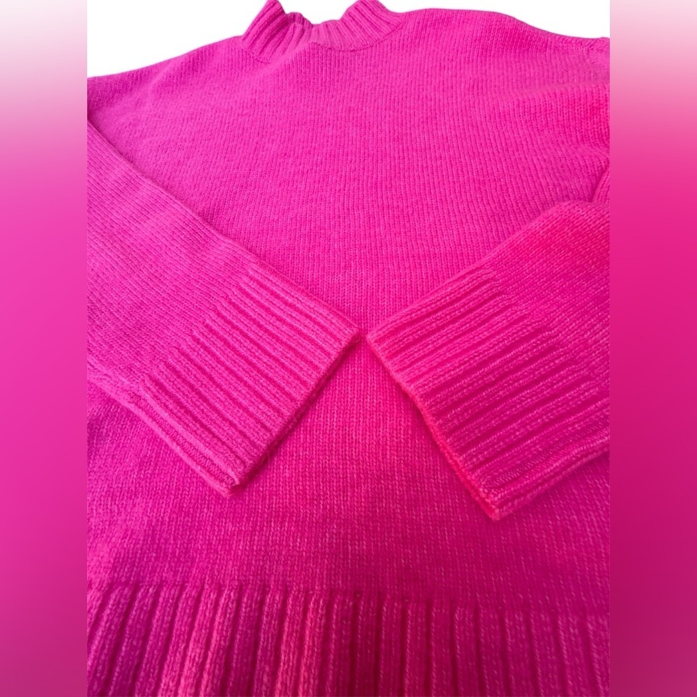 NWT AnnTaylor Loft neon pink long sleeve pullover mock turtleneck sweater medium - Picture 3 of 8